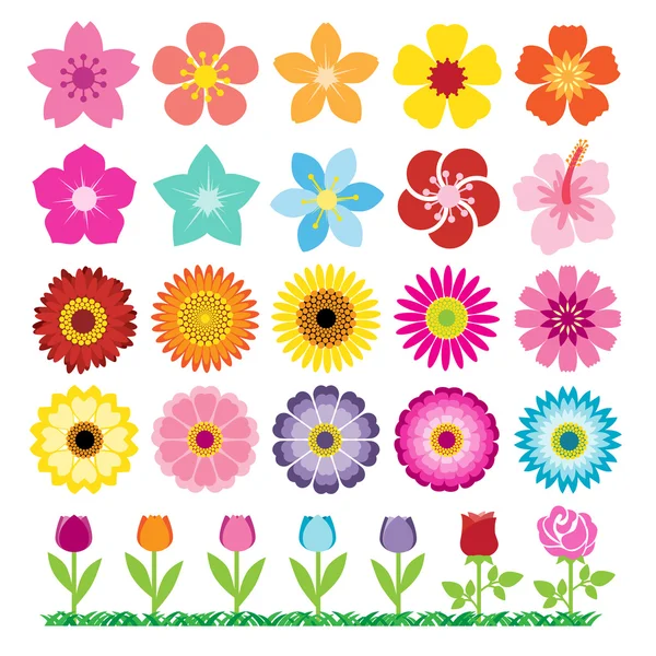 Set of Flowers Icons — Stock Vector