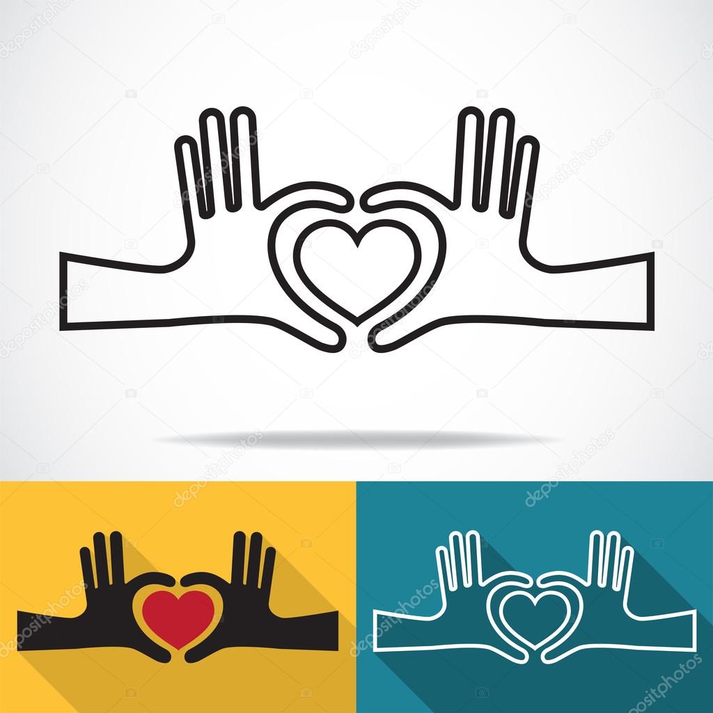 Hands in the form of heart, Line icon