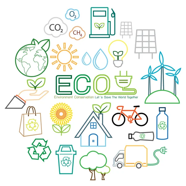 Icono de línea ecológica — Vector de stock