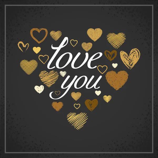 Fond d'écran coeur avec Typographie, Carte de souhaits, Saint Valentin — Image vectorielle