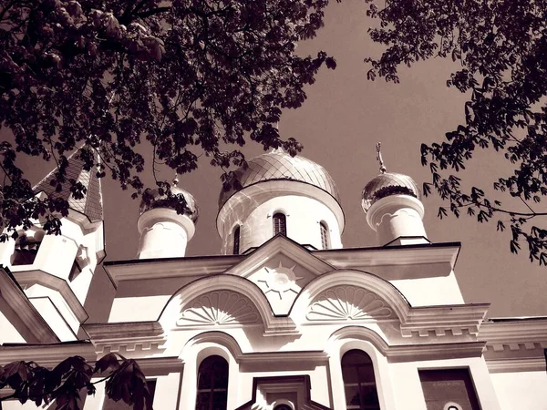 Orthodox Church Shining Domes Bright Summer Day — Stock Photo, Image