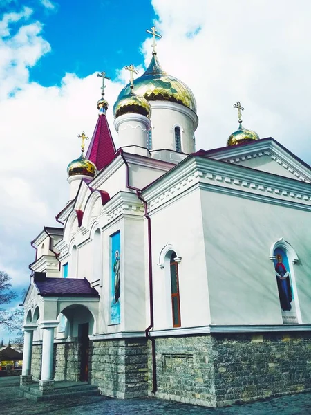 Orthodox Church Shining Domes Bright Winter Day — Stock Photo, Image