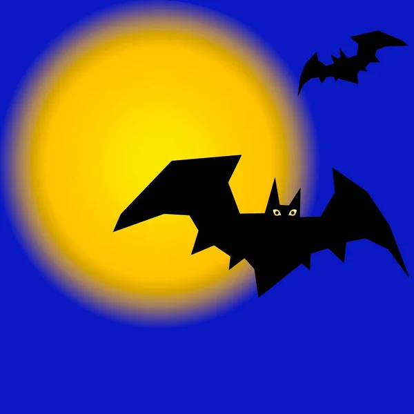 Morcegos Contra Fundo Lua Brilhante Cheia Voando Assustando Todos — Fotografia de Stock