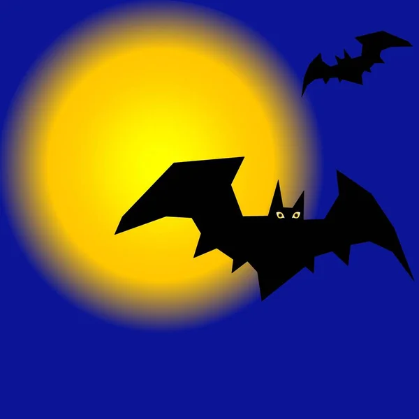 Morcegos Contra Fundo Lua Brilhante Cheia Voando Assustando Todos — Fotografia de Stock