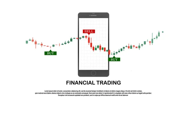 Forex Trading Boursier Avec Mobile Vecteur Portable — Image vectorielle