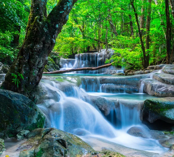 Bela cachoeira na floresta profunda — Fotografia de Stock