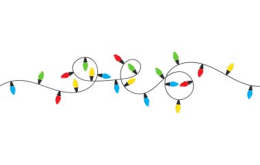 Beyaz arka planda izole edilmiş Noel lambaları