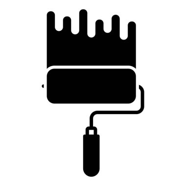 Beyaz arka plan üzerinde izole boya silindiri simgesi