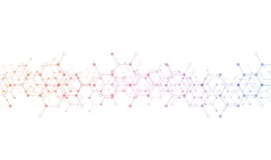 Altıgen desenli arka plan. Genetik araştırma, moleküler yapı. Kimya mühendisliği. Yenilik teknolojisi kavramı. Tasarım, sağlık, bilim ve tıp geçmişi için kullanılır. 