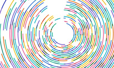Colorful circular infographic vector background with multicolored rings forming concentric curves, ideal for genome visualization, data flow, or tech-themed design.