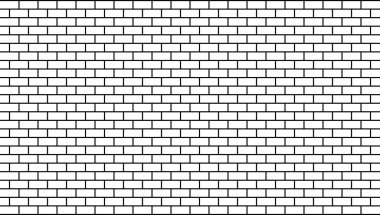 Beyaz zemin üzerinde temiz siyah çizgileri olan minimal tuğla desen, inşaat, tasarım ve dekoratif kullanım için mükemmel..
