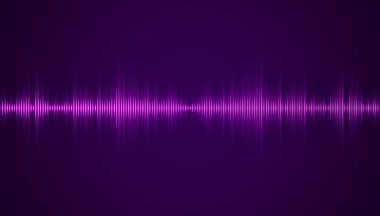Purple glowing sound wave on dark background, symbolizing audio, music, frequency, technology, rhythm, and digital visualization.