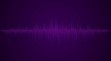 Purple glowing sound wave on dark background, symbolizing audio, music, frequency, technology, rhythm, and digital visualization.