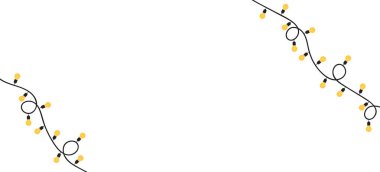 Beyaz arka planda Noel ışıkları. Renkli soğanlı çelenkler.