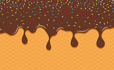 Damlayan kahverengi tatlı çörek jöleli vektör arka planı, renkli serpiştirme pankartı arka planı