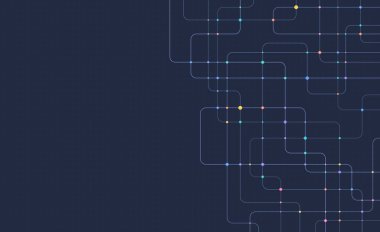 Devre çizgileri ve noktaları birleştir. Ağ teknolojisi ve Bağlantı kavramı. Yerel ağ düğümleri bağlantıları