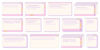 Masaüstü tarayıcısı ve pencere şablonları. Bilgisayar kullanıcı arayüzü ögeleri