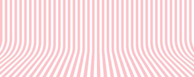 Pembe ve beyaz kavisli dikey çizgileri olan perspektif arka plan, modern tasarım, dekorasyon ve yaratıcı grafik projeleri için mükemmel..