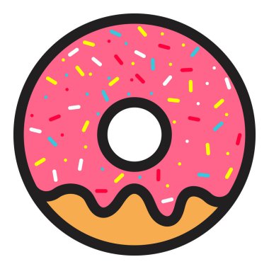 Beyaz arkaplanda pembe simgeli donut