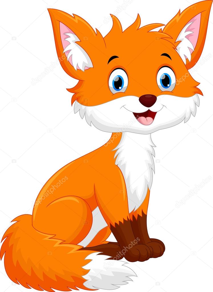Cute fox cartoon sitting