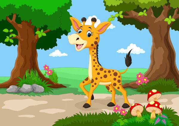 Mignon girafe dessin animé — Image vectorielle