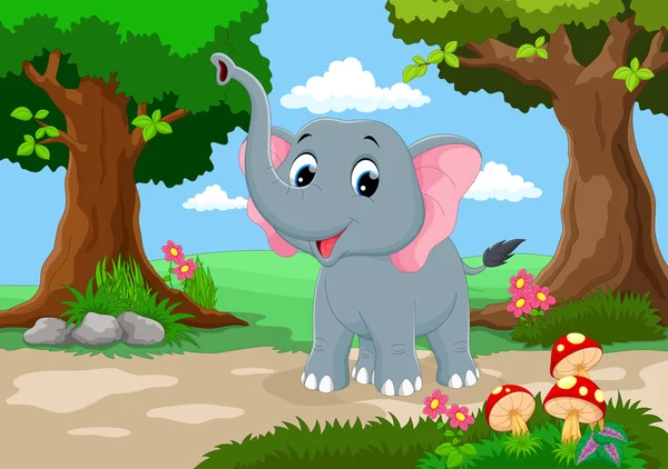 Mignon éléphant dessin animé — Image vectorielle