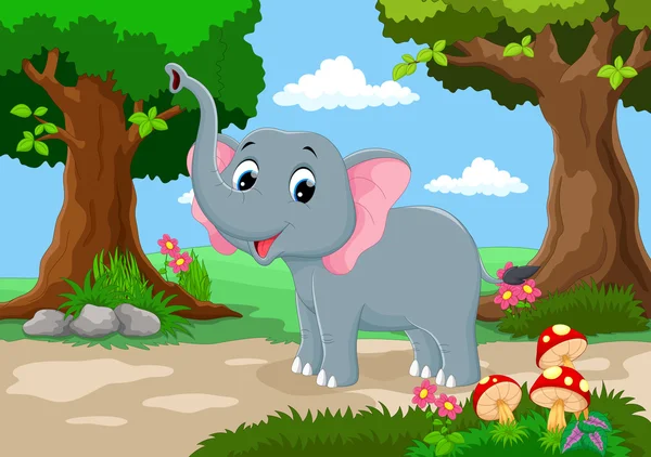 Mignon éléphant dessin animé — Image vectorielle