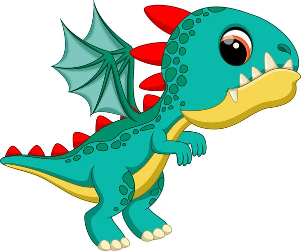 Lindo bebé dragón dibujos animados — Vector de stock