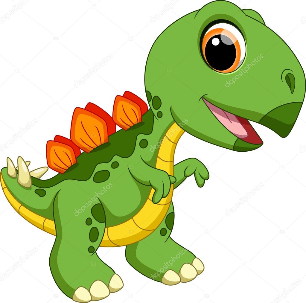 Cute baby stegosaurus cartoon