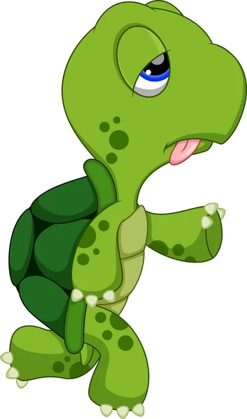 Schattige schildpad cartoon uitgevoerd — Stockvector