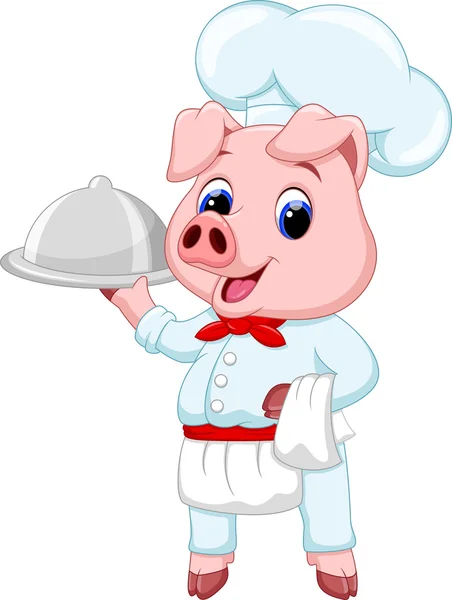Söta kock grisen tecknade — Stock vektor