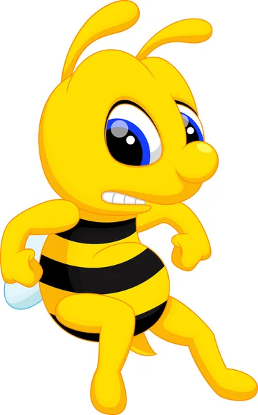 Lindo abeja dibujos animados — Vector de stock