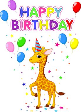 Giraffe - Birthday card background clipart