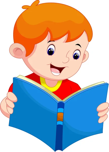 Anak kecil membaca buku - Stok Vektor