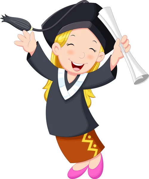 Graduarse chica joven — Vector de stock