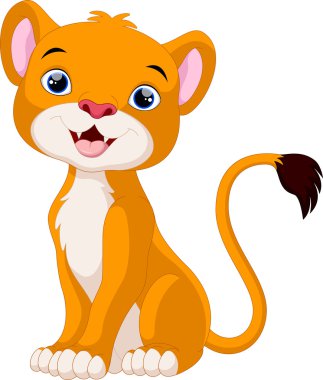 oturma sevimli aslan çizgi film