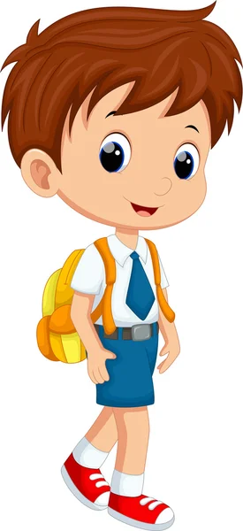 Lindo chico de uniforme yendo a la escuela — Vector de stock