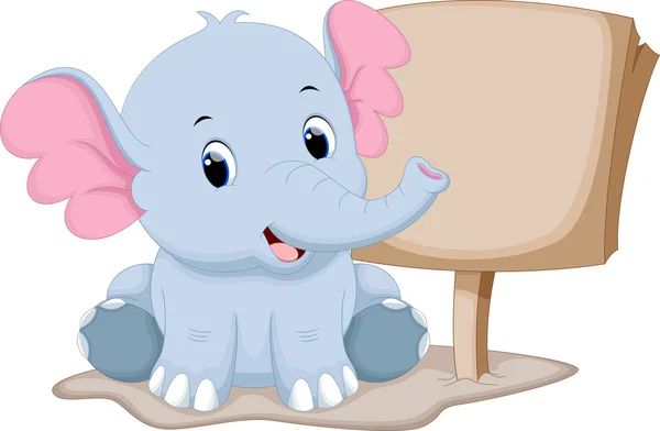 Lindo elefante de dibujos animados — Vector de stock