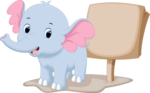 Lindo elefante de dibujos animados — Vector de stock