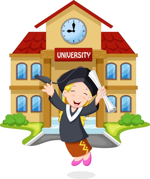 Graduarse chica joven — Vector de stock