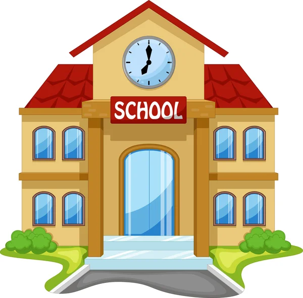 Caricature de bâtiment scolaire — Image vectorielle