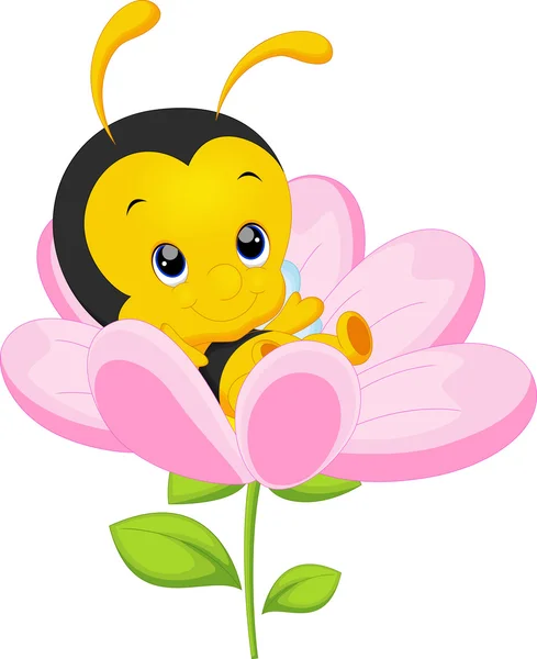 Mignon petit dessin animé abeille — Image vectorielle