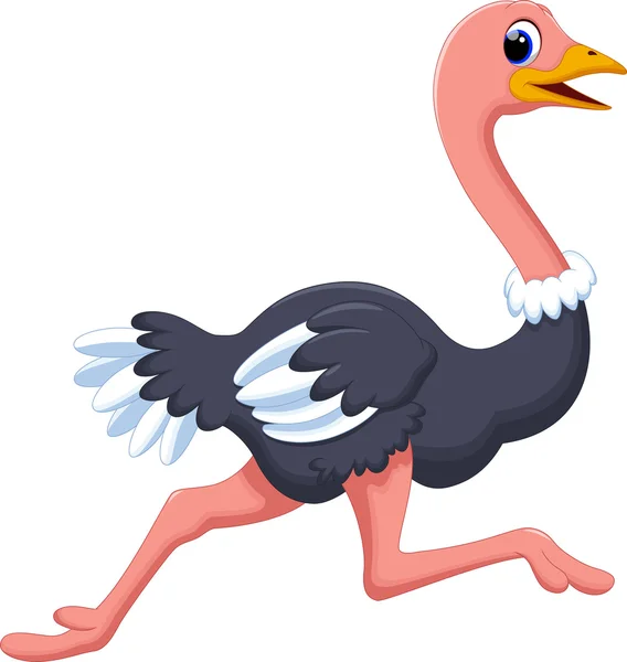 Милий страусиний мультфільм біжить — стоковий вектор