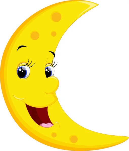 Luna sorridente Cartone animato — Vettoriale Stock