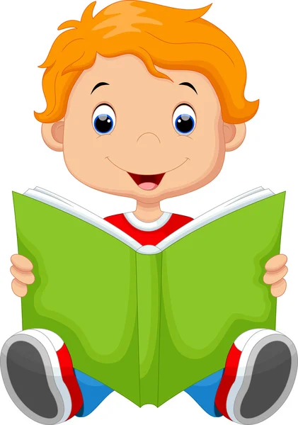Niño leyendo un libro — Vector de stock