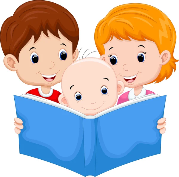 Père et mère lisent avec son fils — Image vectorielle