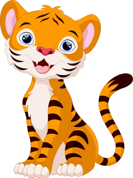Mignon tigre dessin animé assis — Image vectorielle