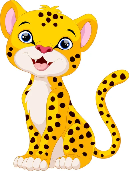 Sevimli cheetah karikatür oturma — Stok Vektör