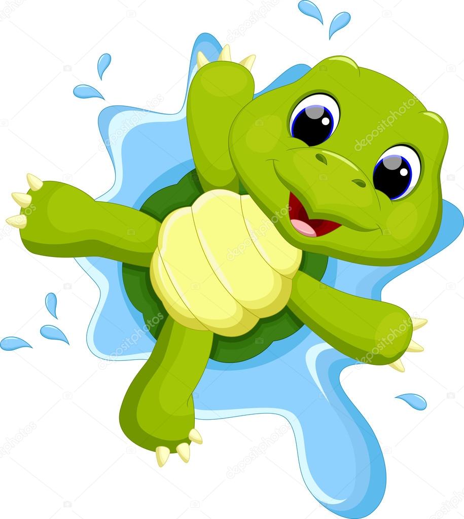 Turtle playing on the water