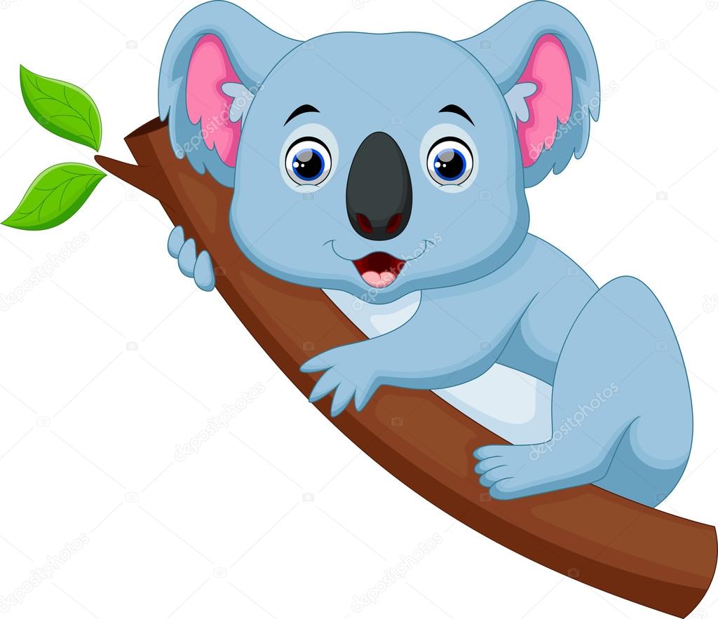 Cute koala cartoon on a tree Stock Vector Image by ©irwanjos2 #85858744